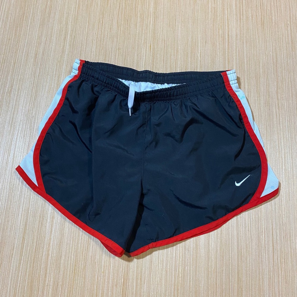Nike Womens Dri-FIT Tempo Running Shorts Black Red White Mesh Size L